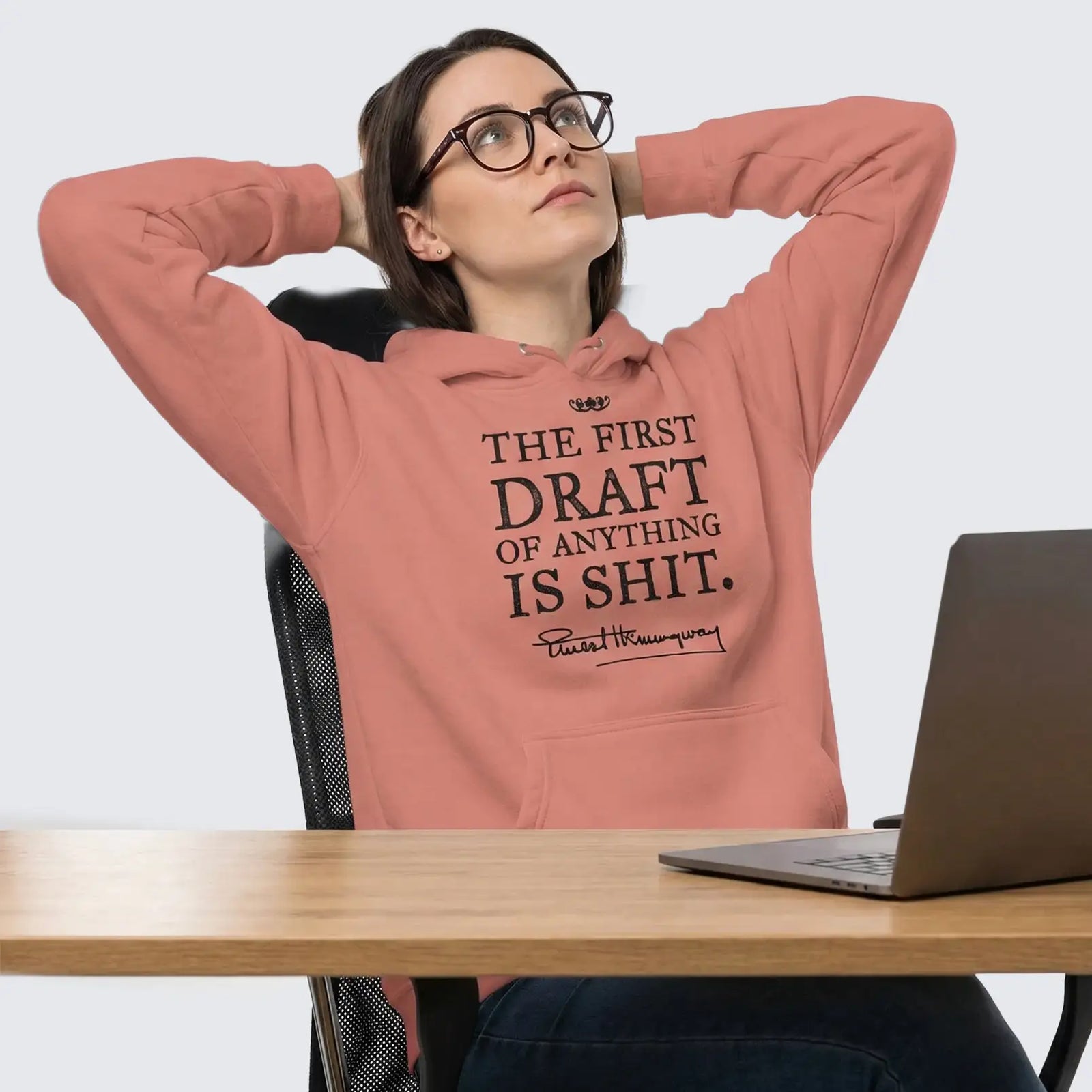 Ernest Hemingway First Draft Quote Pullover Hoodie