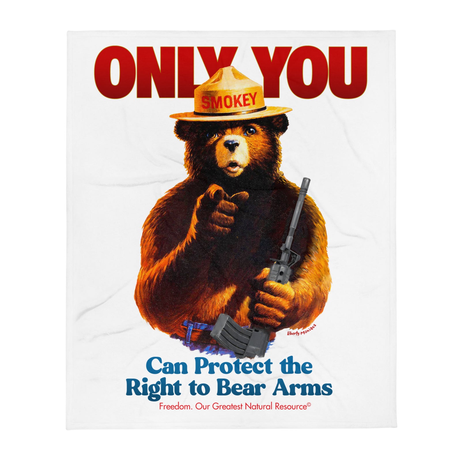 Smokey Only You Can Protect the Right to Bear Arms Throw Blanket