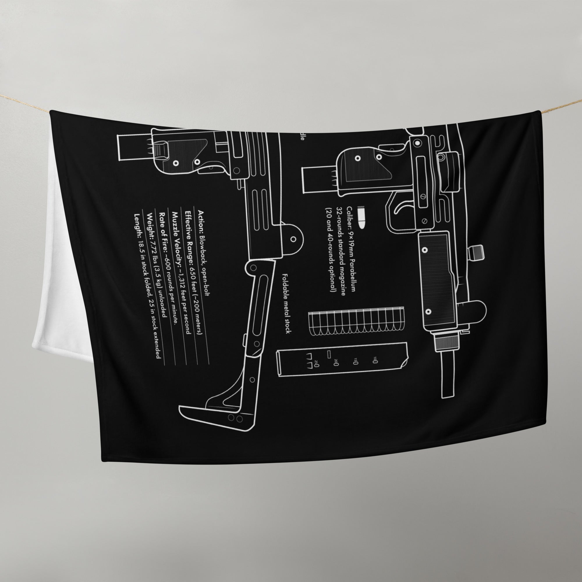 Uzi Schematics Throw Blanket