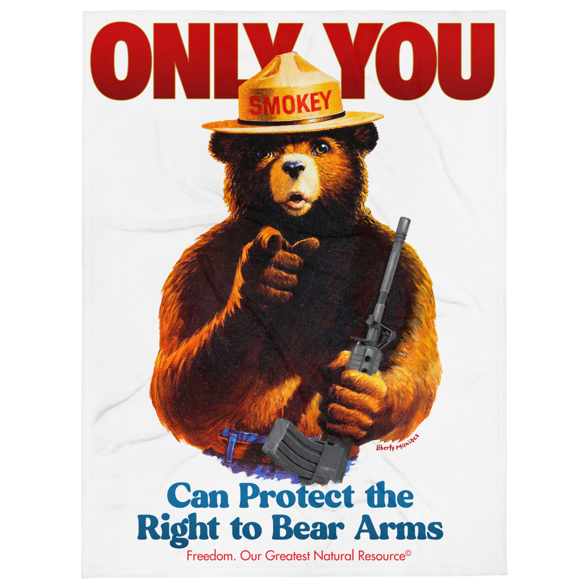Smokey Only You Can Protect the Right to Bear Arms Throw Blanket
