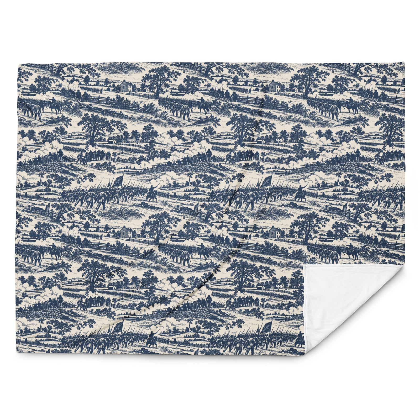 Gettysburg ’63 Toile Civil War throw blanket, 60″ × 80″ front view