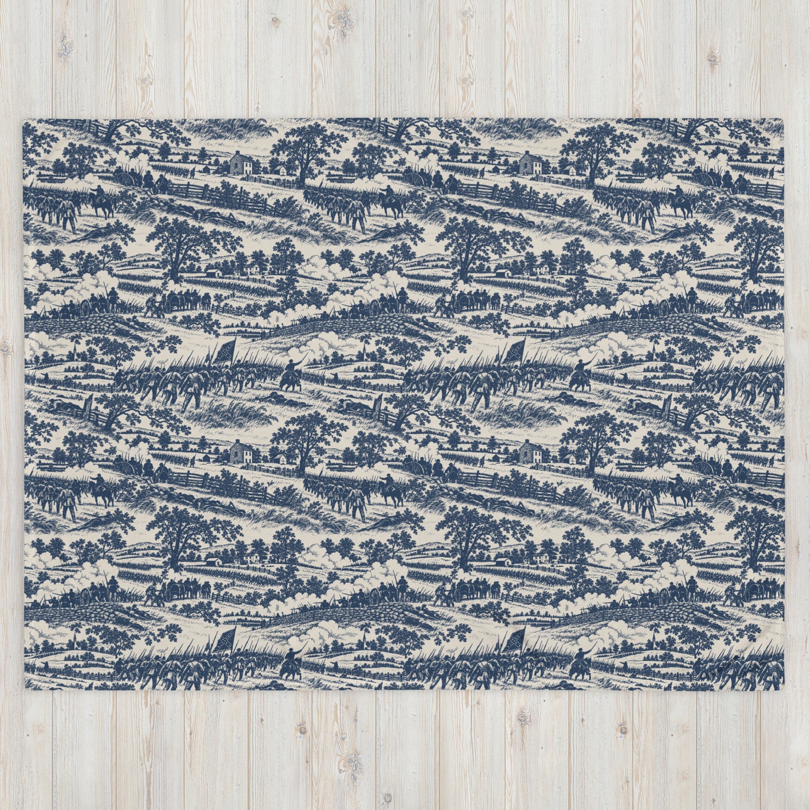 Gettysburg ’63 Toile historical blanket, 60″ × 80″ front view