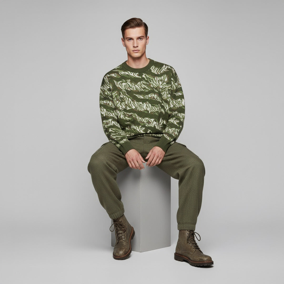 Disruptive Jungle Pattern Relaxed fit knitted Feild Sweater