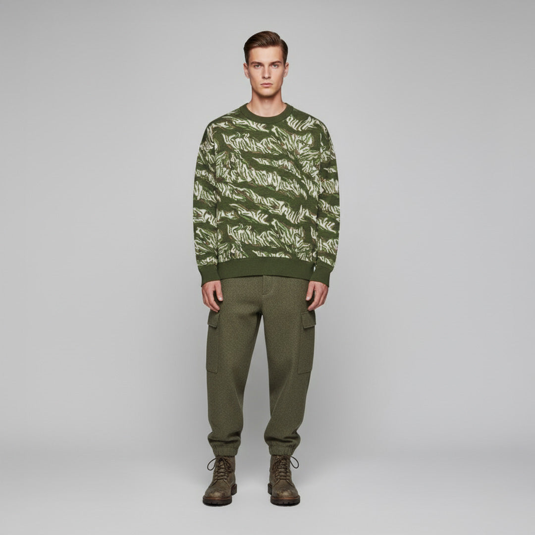 Disruptive Jungle Pattern Relaxed fit knitted Feild Sweater