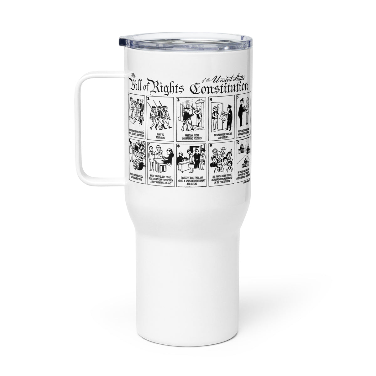 Illustrated Bill of Rights Travel Mug with Handle