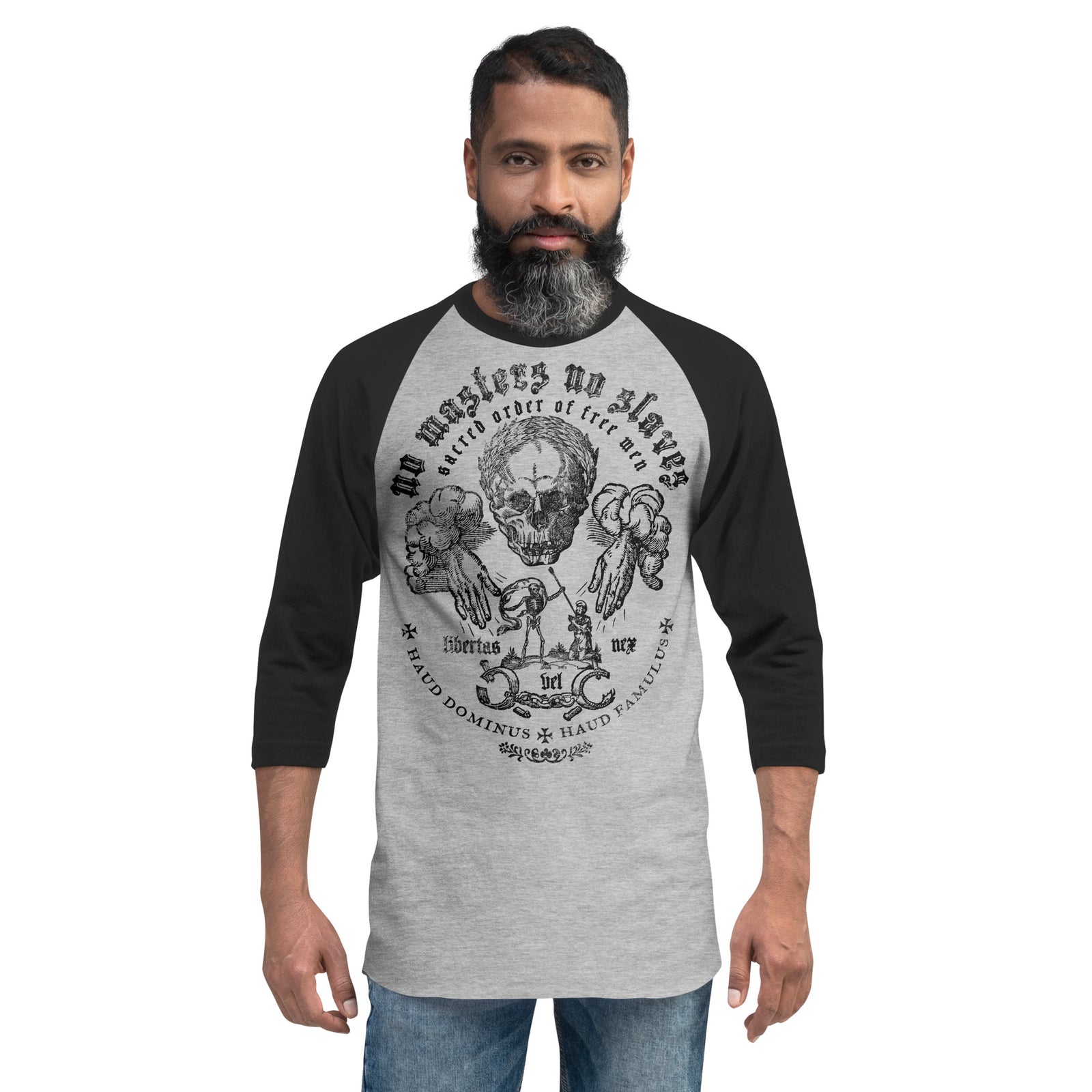 No Masters No Slaves 3/4 Sleeve Raglan Shirt