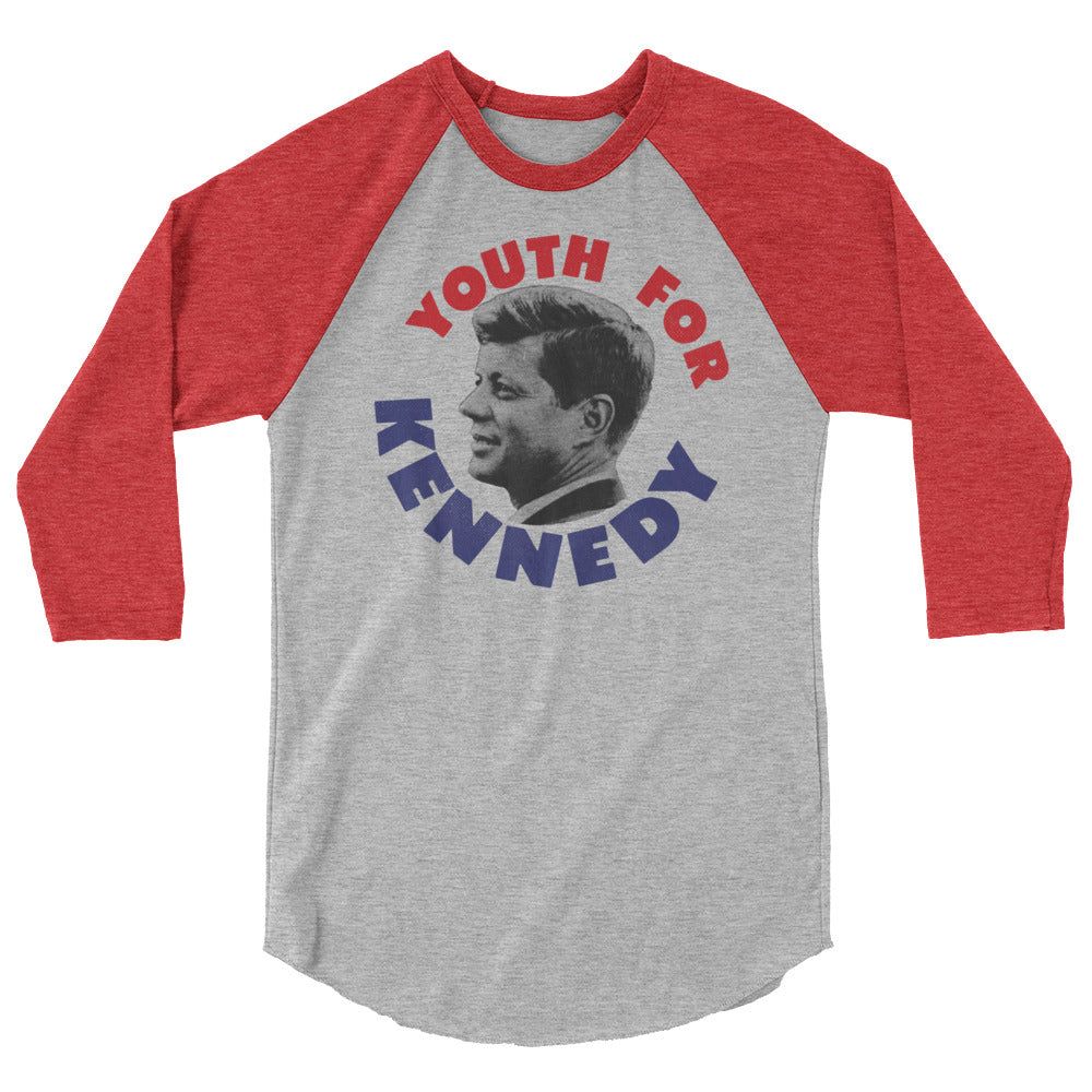 Youth For Kennedy Retro 3/4 Sleeve Baseball Raglan