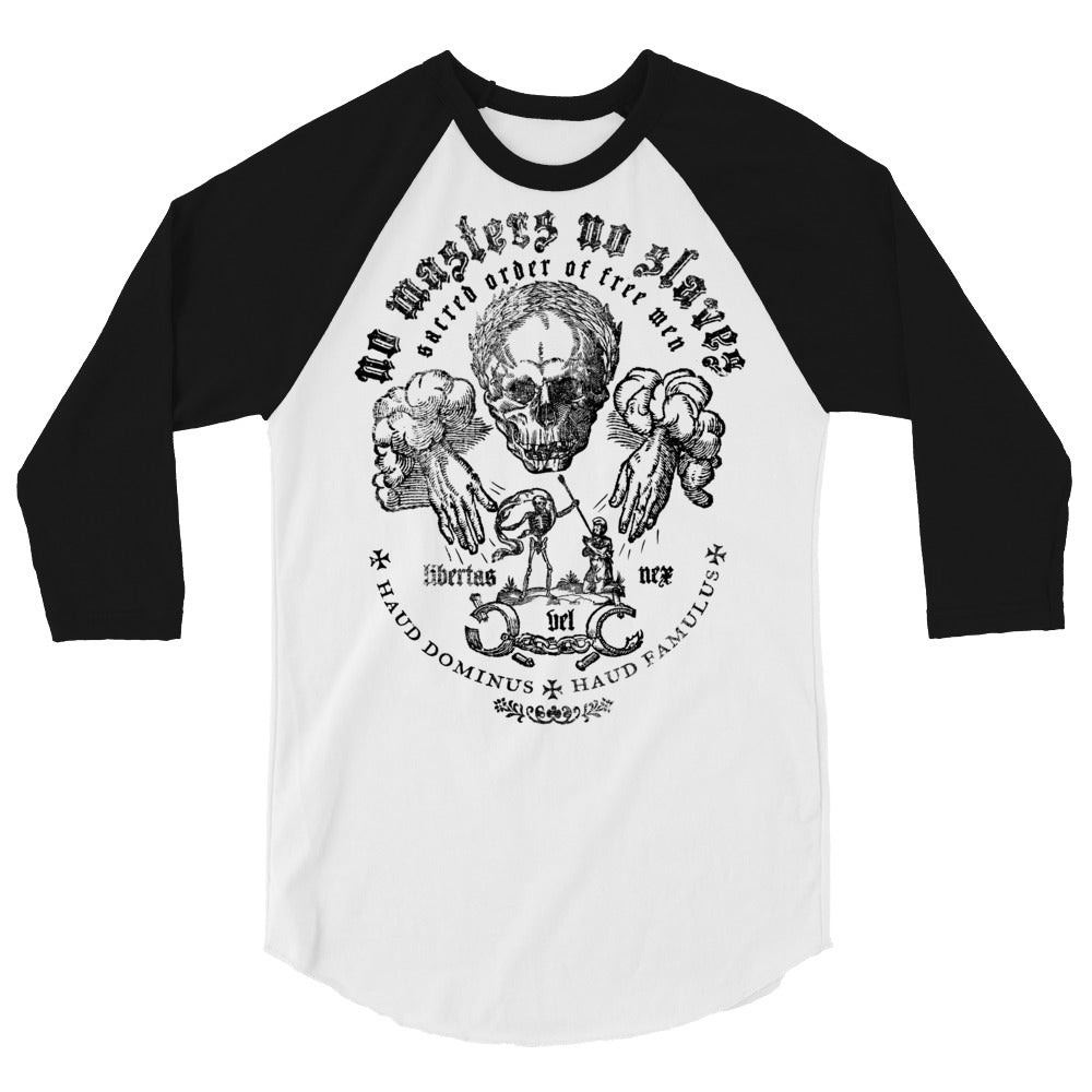 No Masters No Slaves 3/4 Sleeve Raglan Shirt