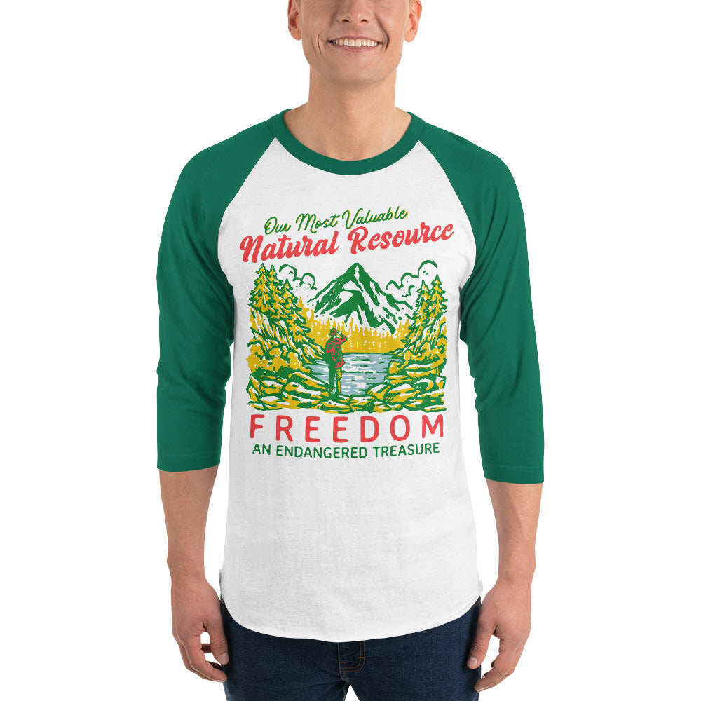 Our Most Valuable Natural Resource Freedom 3/4 Sleeve Raglan Shirt