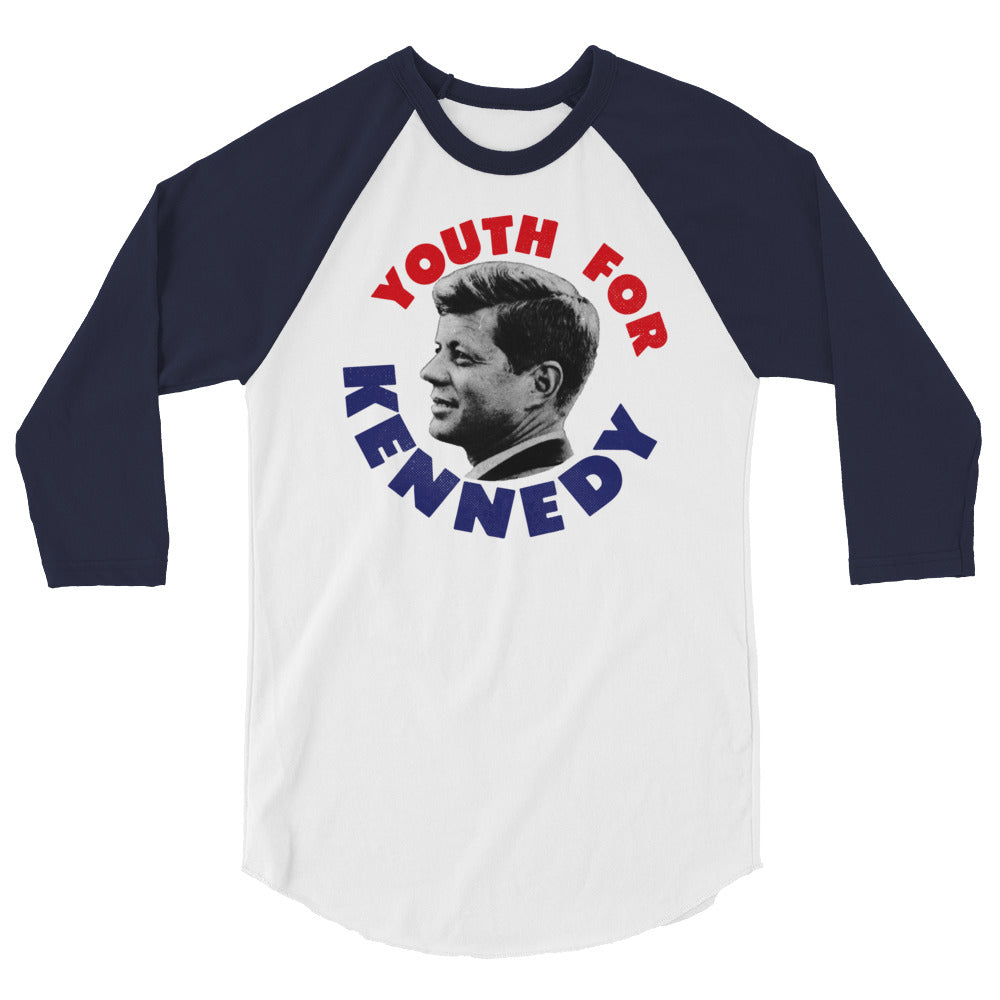Youth For Kennedy Retro 3/4 Sleeve Baseball Raglan