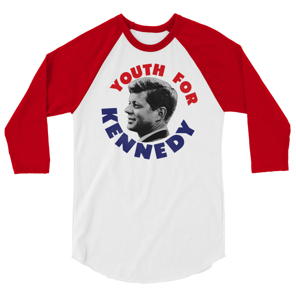 Youth For Kennedy Retro 3/4 Sleeve Baseball Raglan