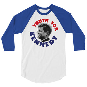Youth For Kennedy Retro 3/4 Sleeve Baseball Raglan