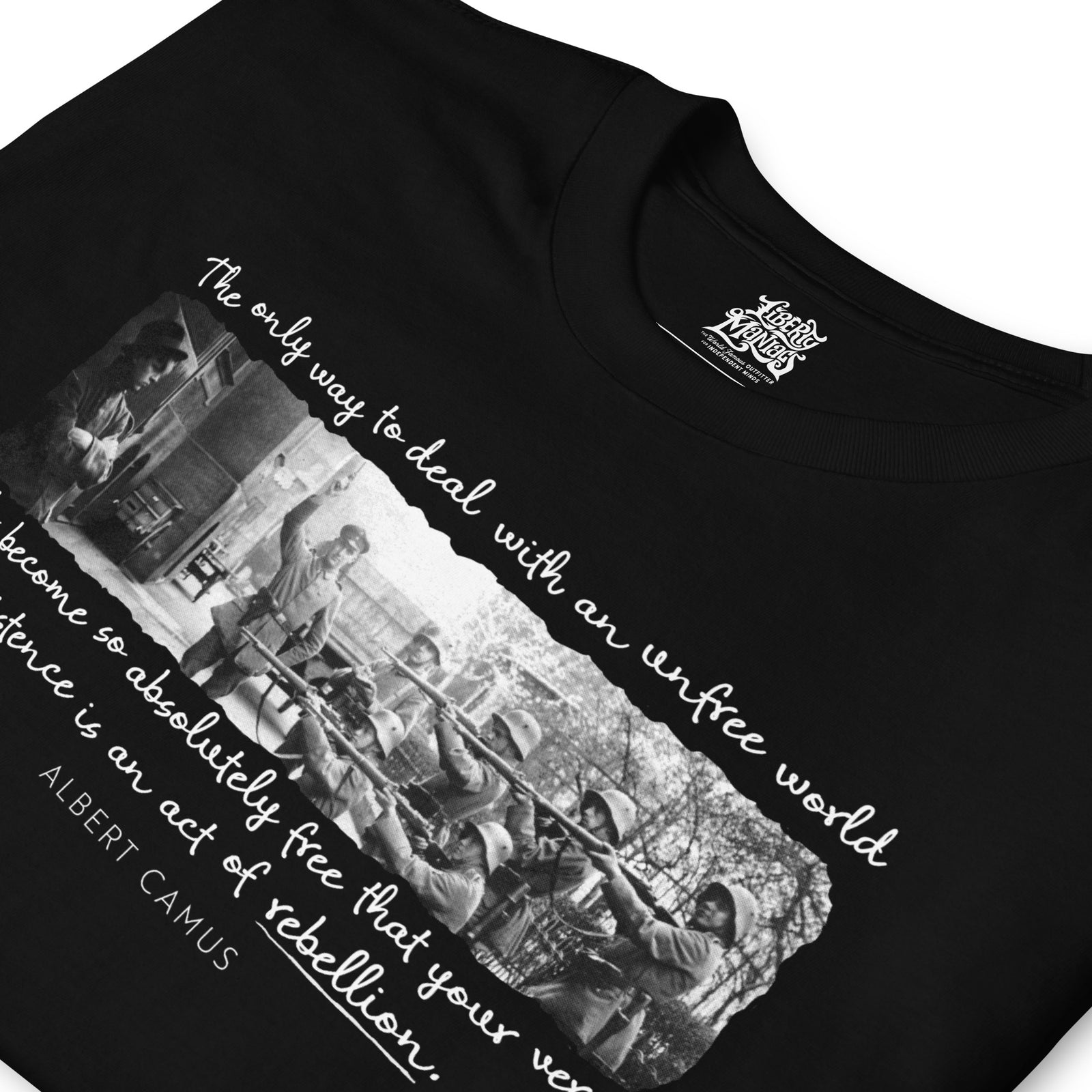 Being an Act of Rebellion Firing Squad Albert Camus Quote Graphic T-Shirt
