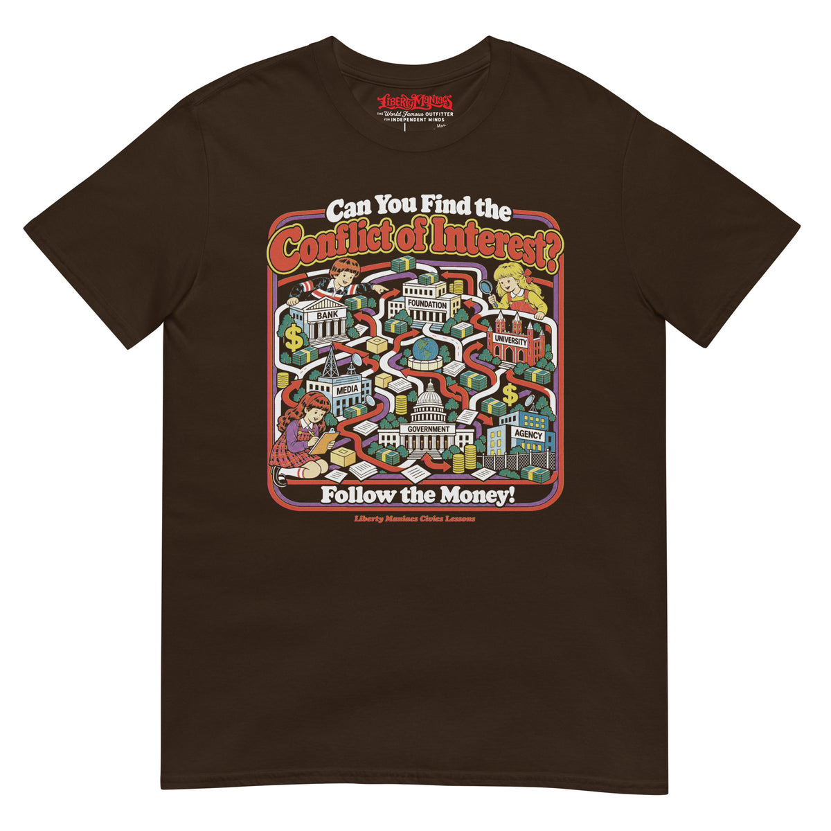 “Can You Find the Conflict of Interest?” T-Shirt by Liberty Maniacs