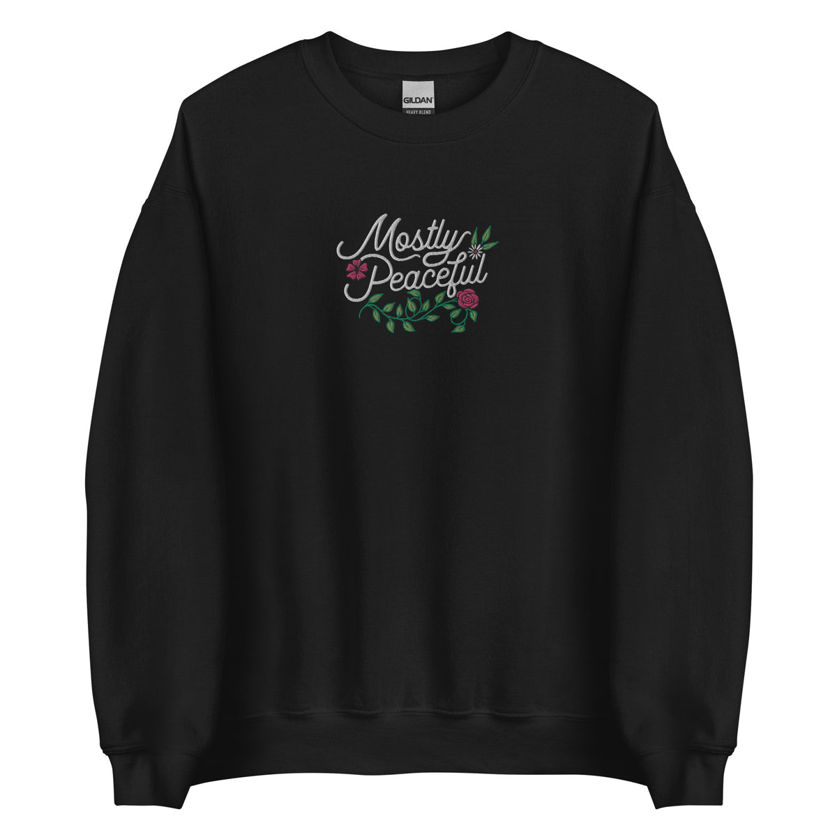 Mostly Peaceful Embroidered Floral Sweatshirt