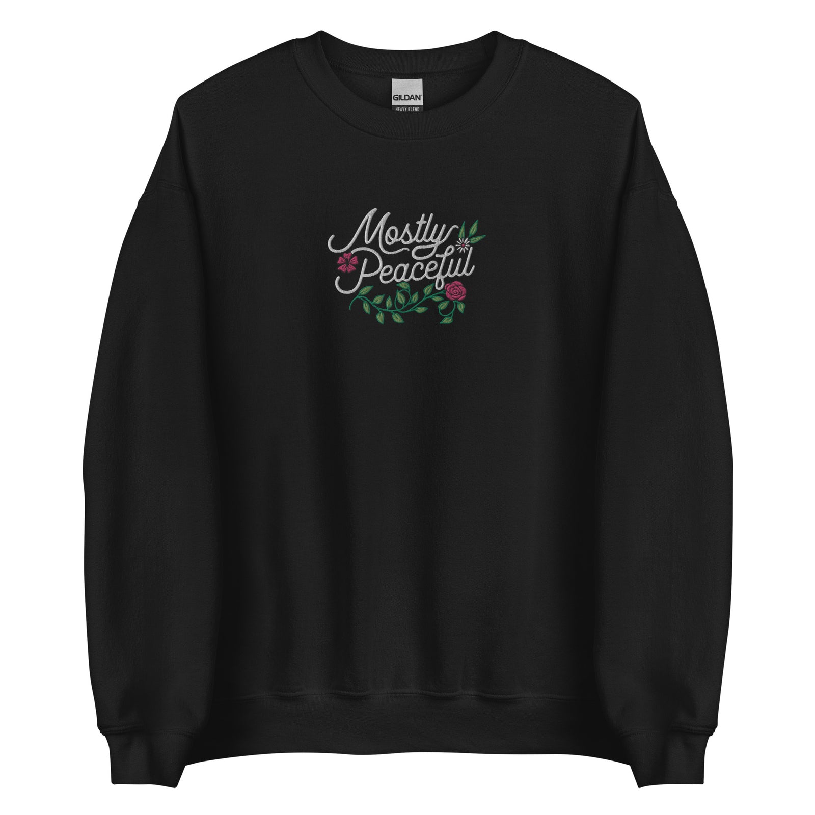 Mostly Peaceful Embroidered Floral Sweatshirt