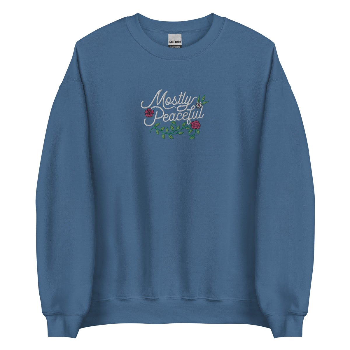 Mostly Peaceful Embroidered Floral Sweatshirt
