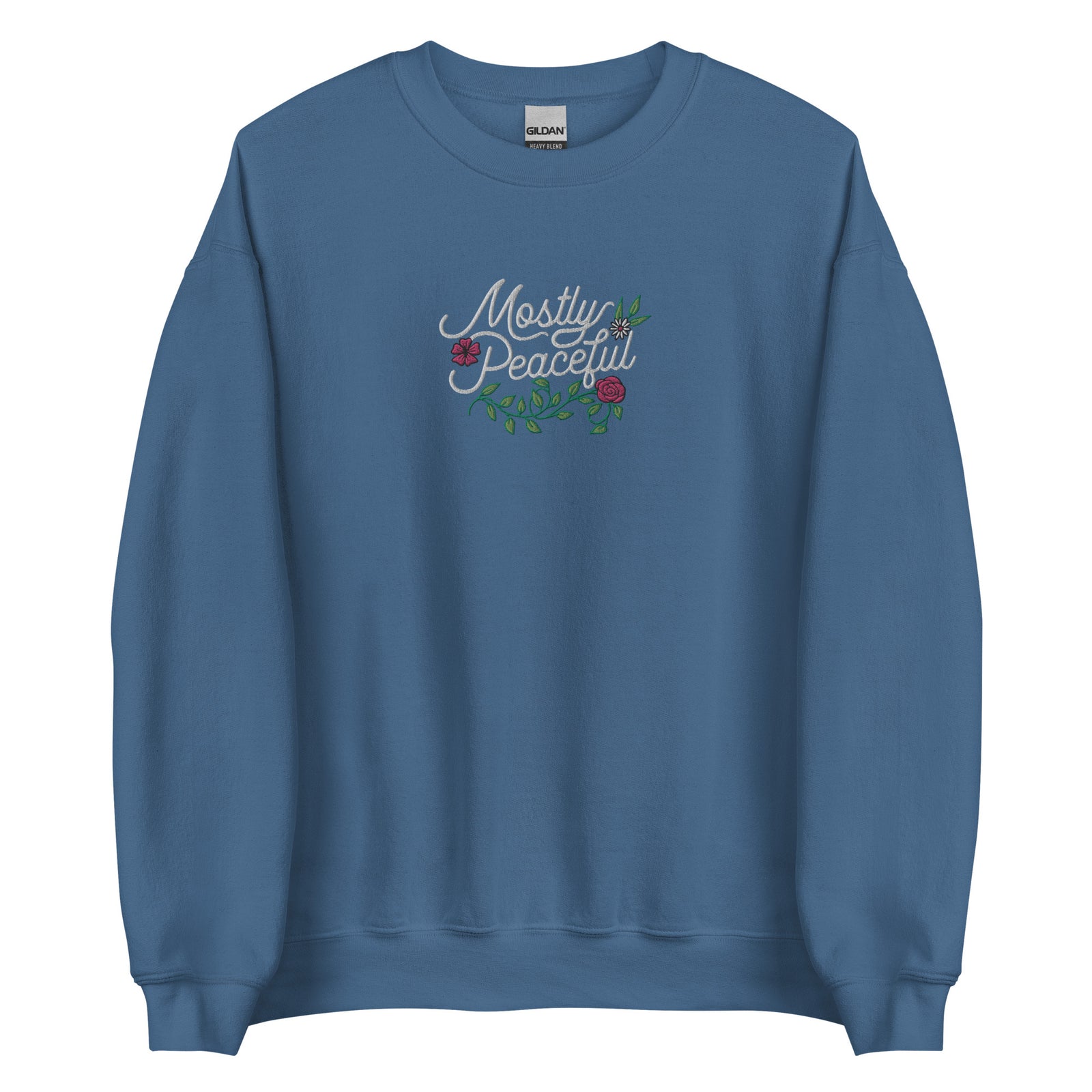 Mostly Peaceful Embroidered Floral Sweatshirt