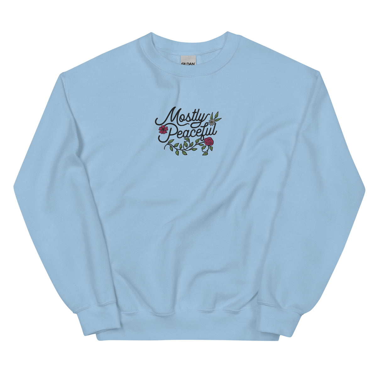 Mostly Peaceful Embroidered Floral Sweatshirt