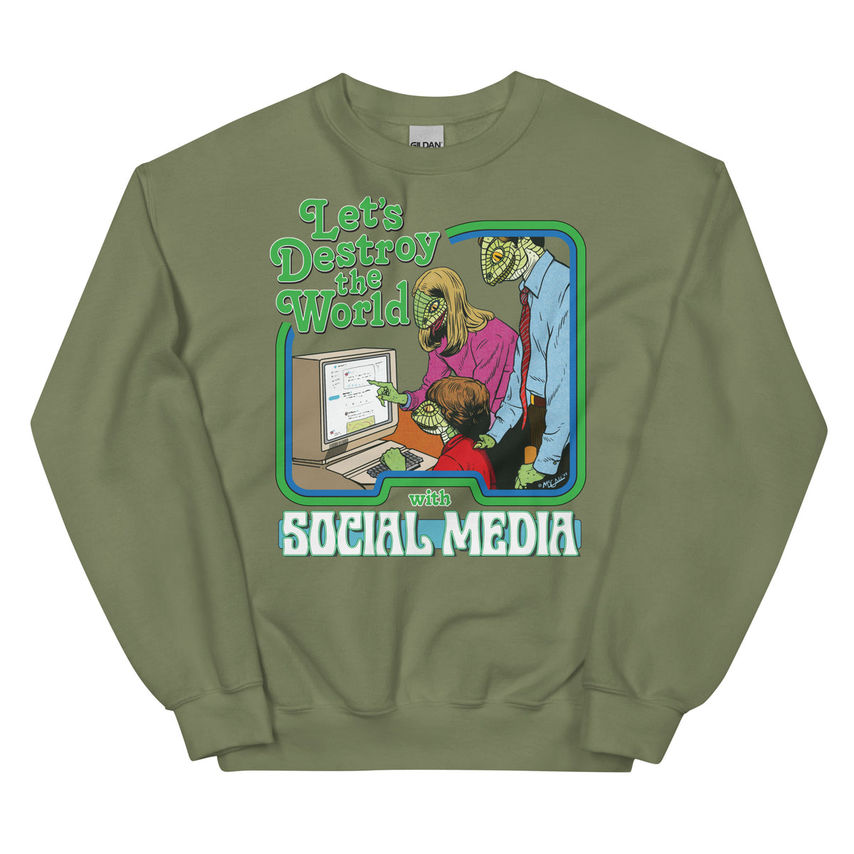 Let’s Destroy the World With Social Media Lizard People Sweatshirt