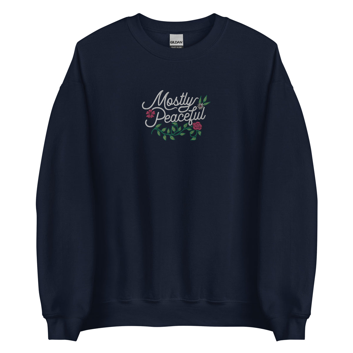 Mostly Peaceful Embroidered Floral Sweatshirt