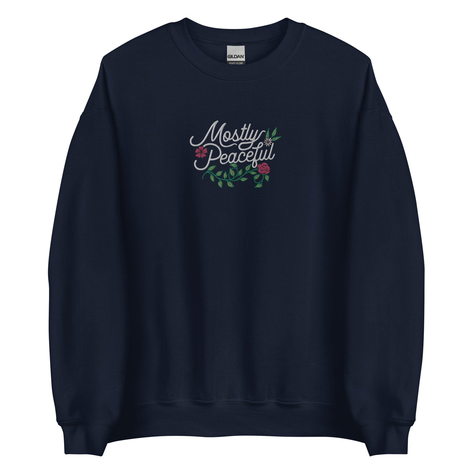 Mostly Peaceful Embroidered Floral Sweatshirt