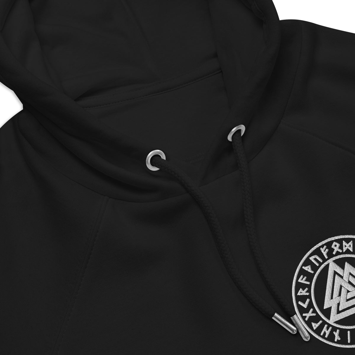 Valknut Embroidered Unisex Eco Organic Cotton Raglan Hoodie