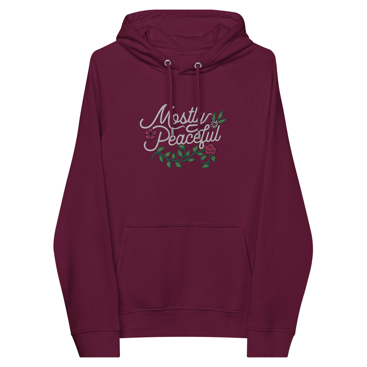 Mostely Peaceful Eco Raglan Embroidered Hoodie