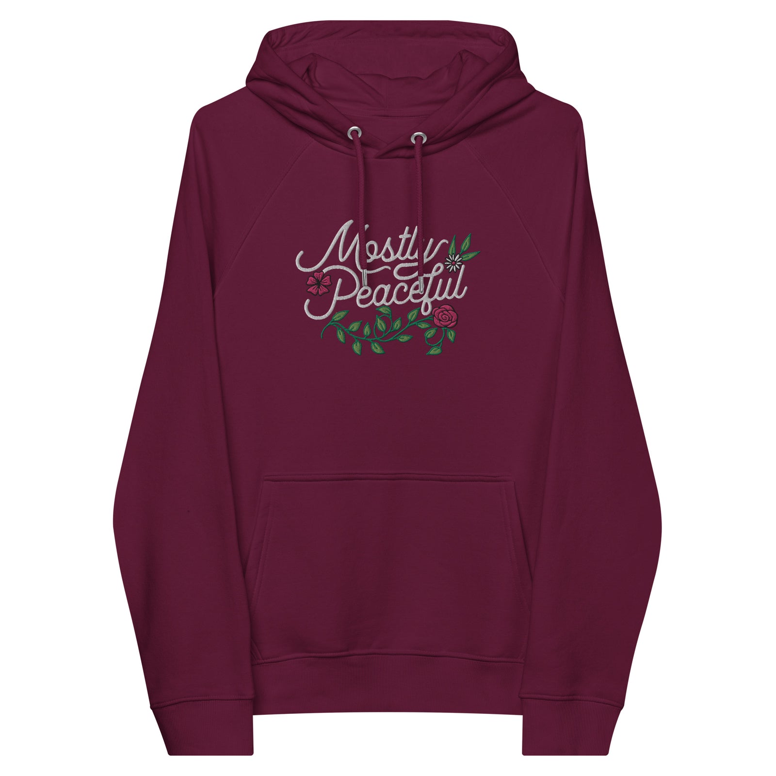Mostely Peaceful Eco Raglan Embroidered Hoodie