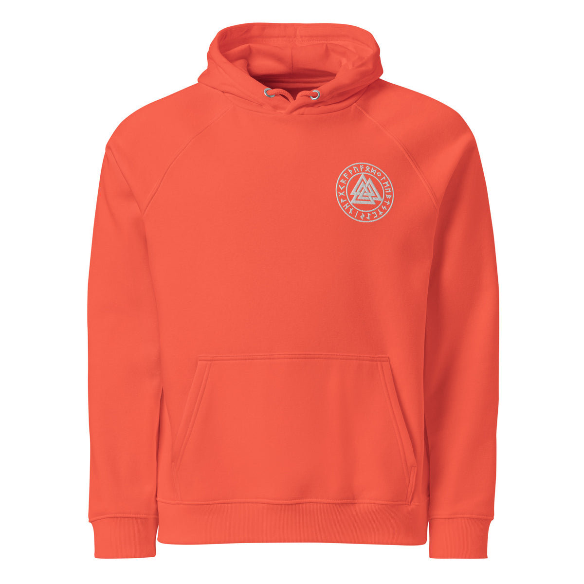 Valknut Embroidered Unisex Eco Organic Cotton Raglan Hoodie