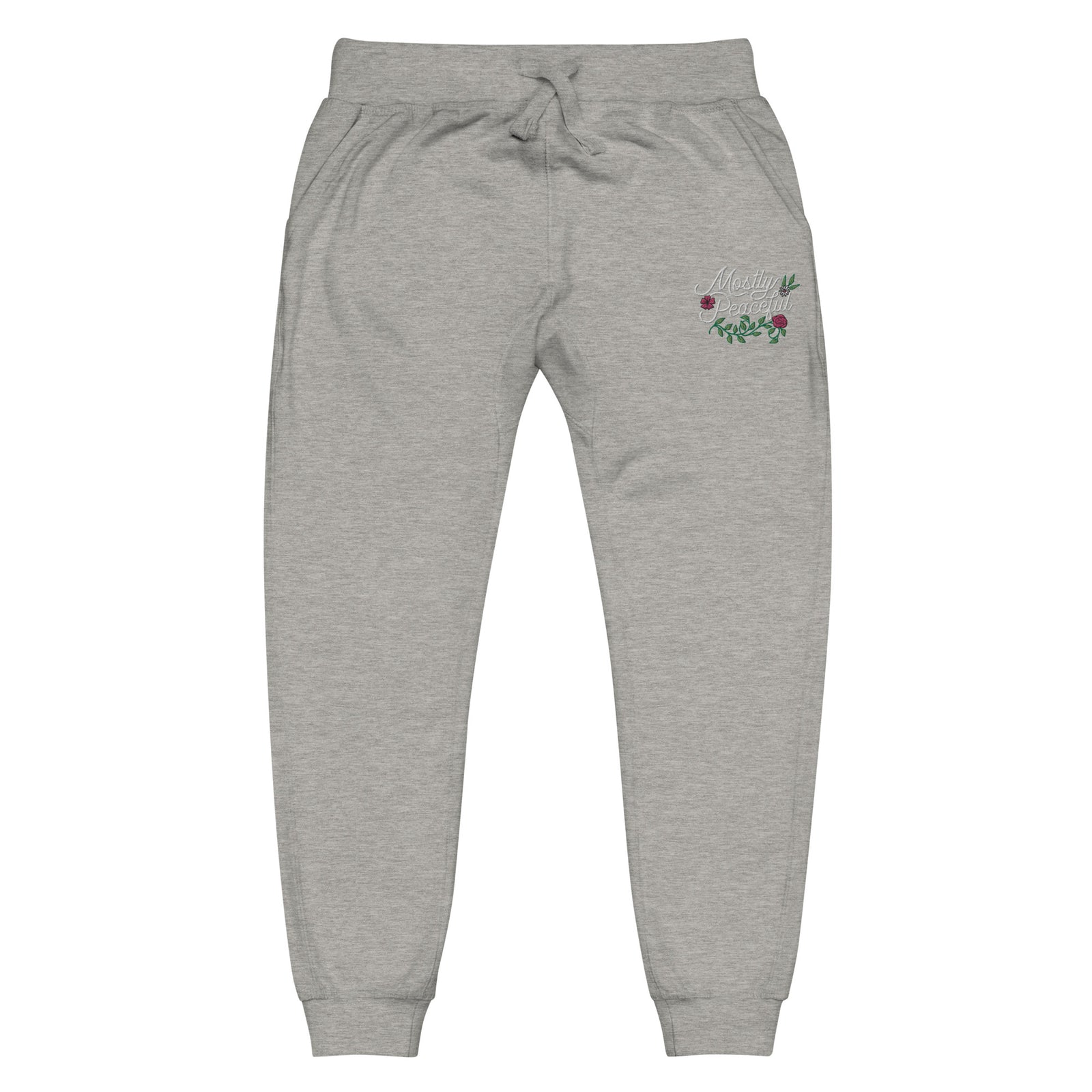 Mostly Peaceful Embroidered Fleeece Sweatpants