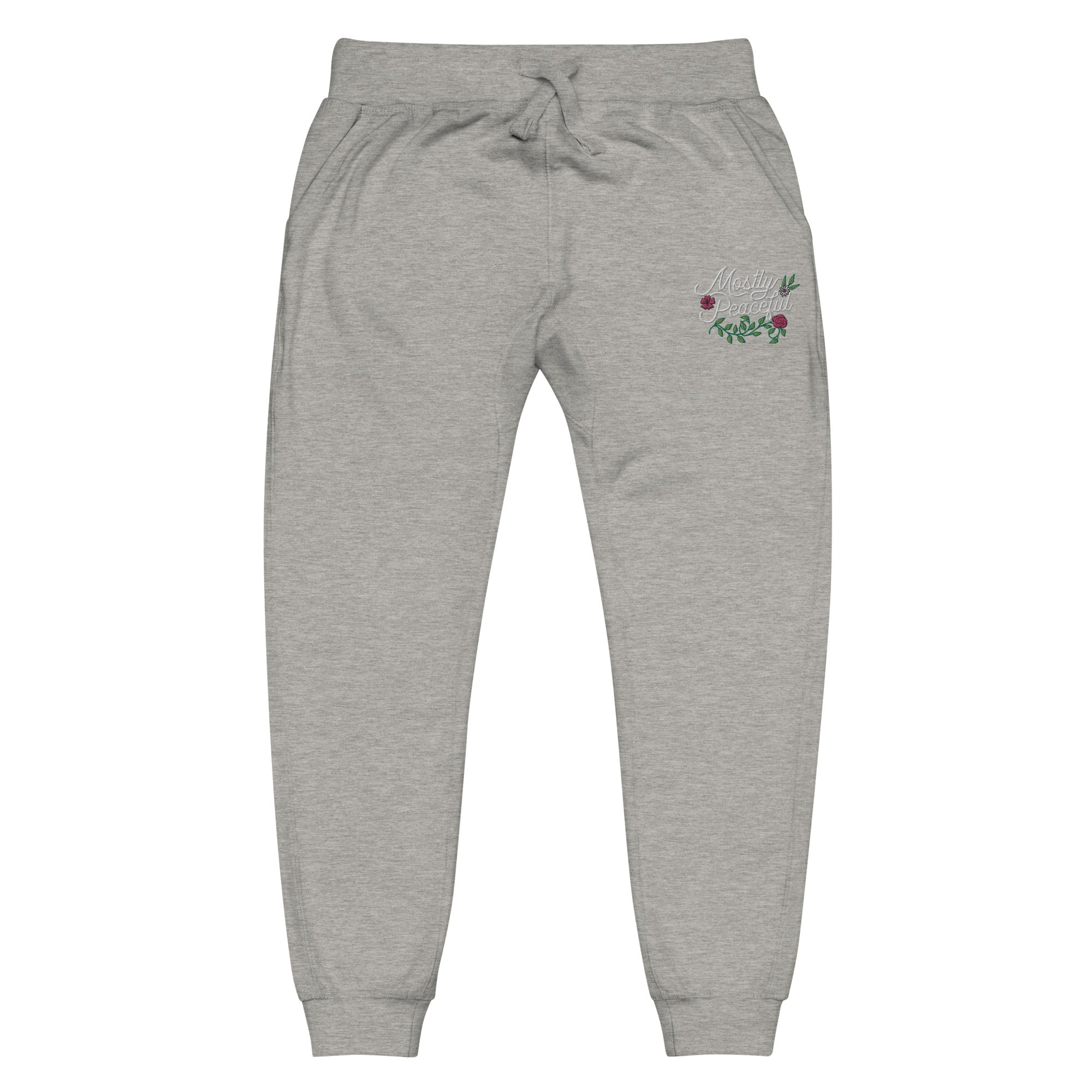 Mostly Peaceful Embroidered Fleeece Sweatpants