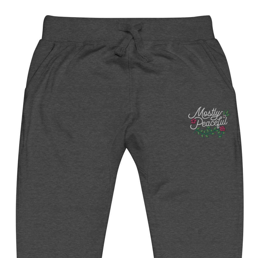 Mostly Peaceful Embroidered Fleeece Sweatpants