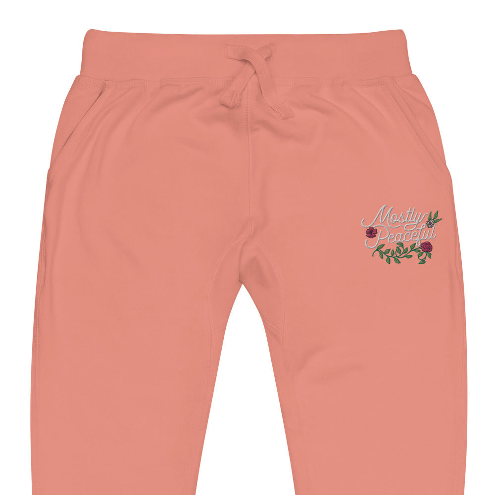 Mostly Peaceful Embroidered Fleeece Sweatpants