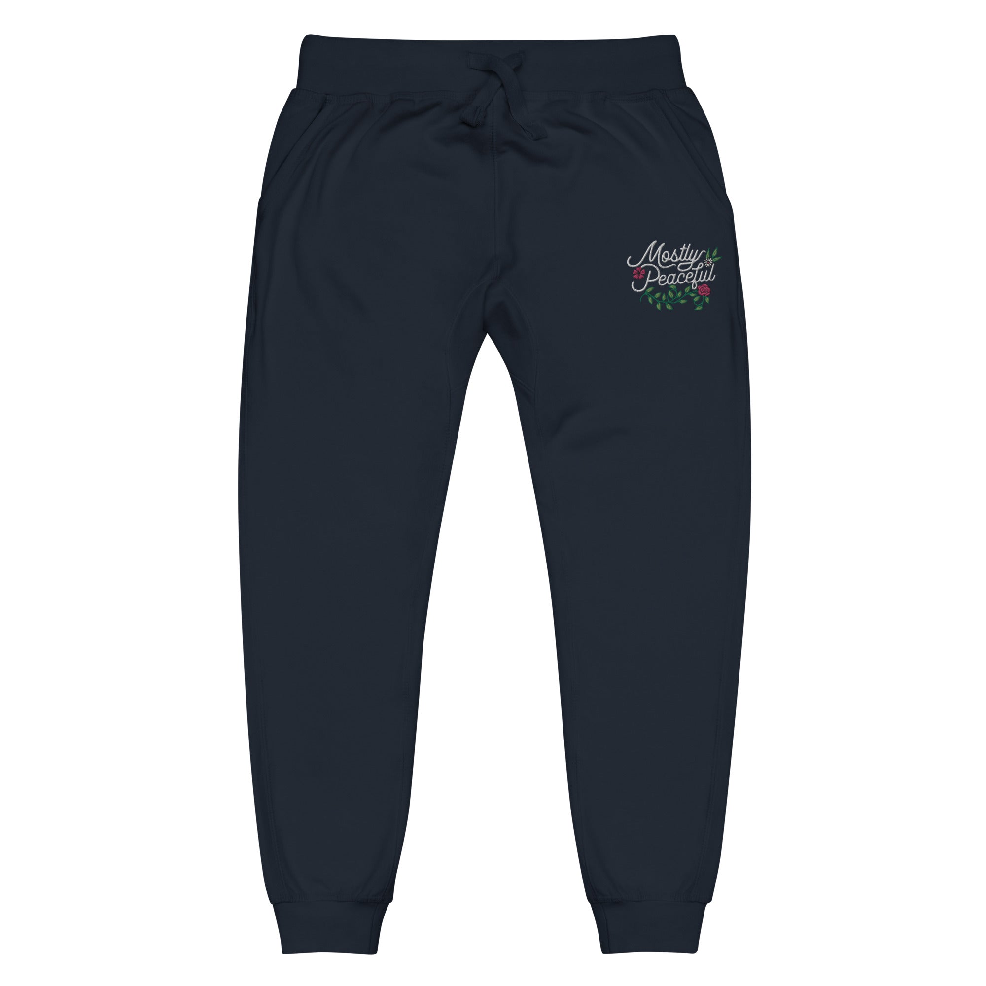 Mostly Peaceful Embroidered Fleeece Sweatpants
