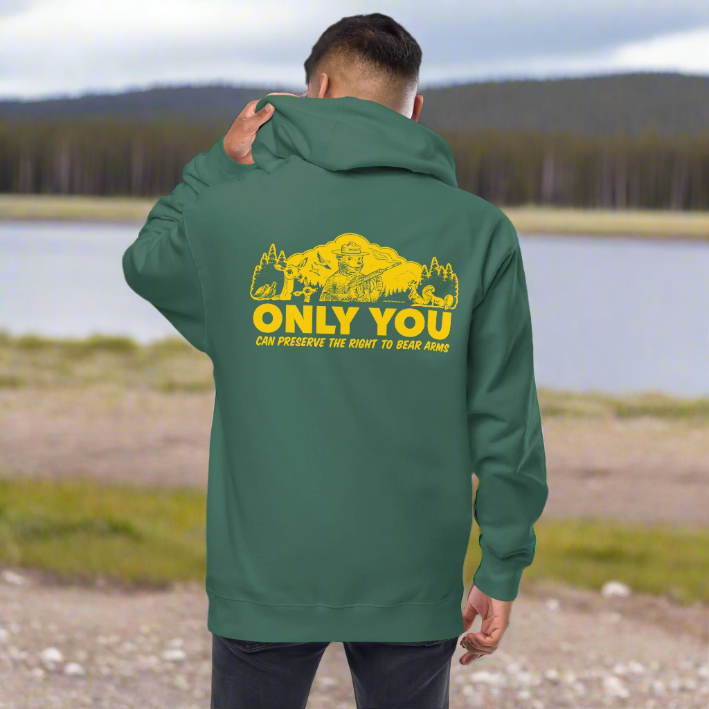 Only You Can Preserve the Right To Bear Arms Retro Smokey Fleece Zip Up Hoodie