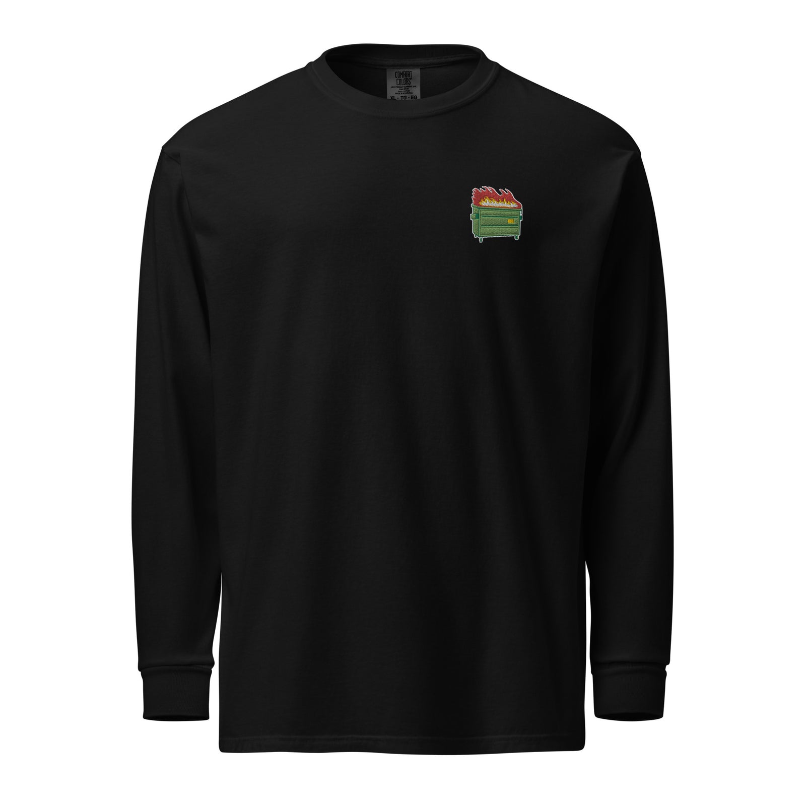 Dumpster Fire Garment-dyed Heavyweight Embroidered Long-sleeve Shirt