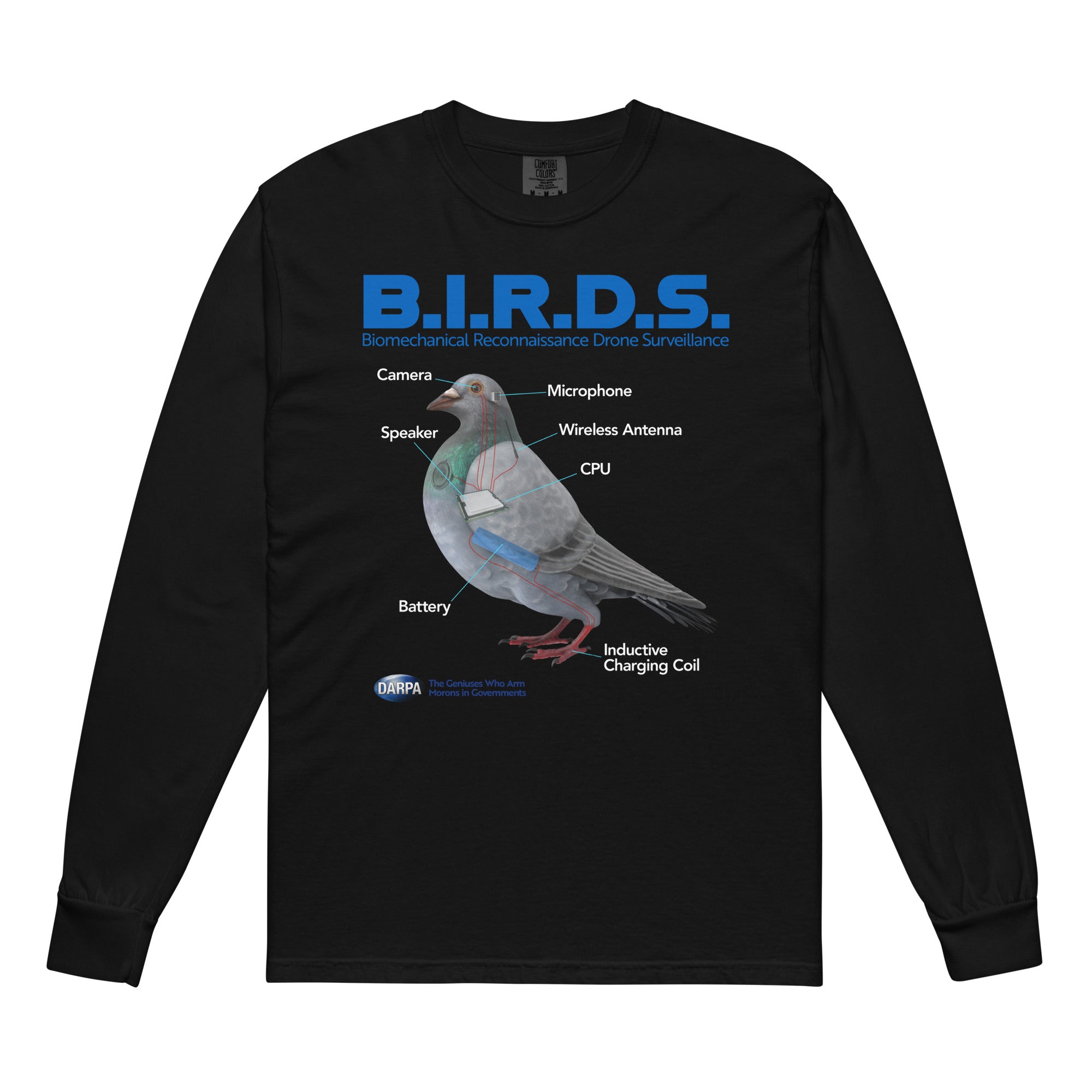 B.I.R.D.S. Biomechanical Reconnaissance Drone Surveillance Garment-dyed Heavyweight Long-sleeve Shirt