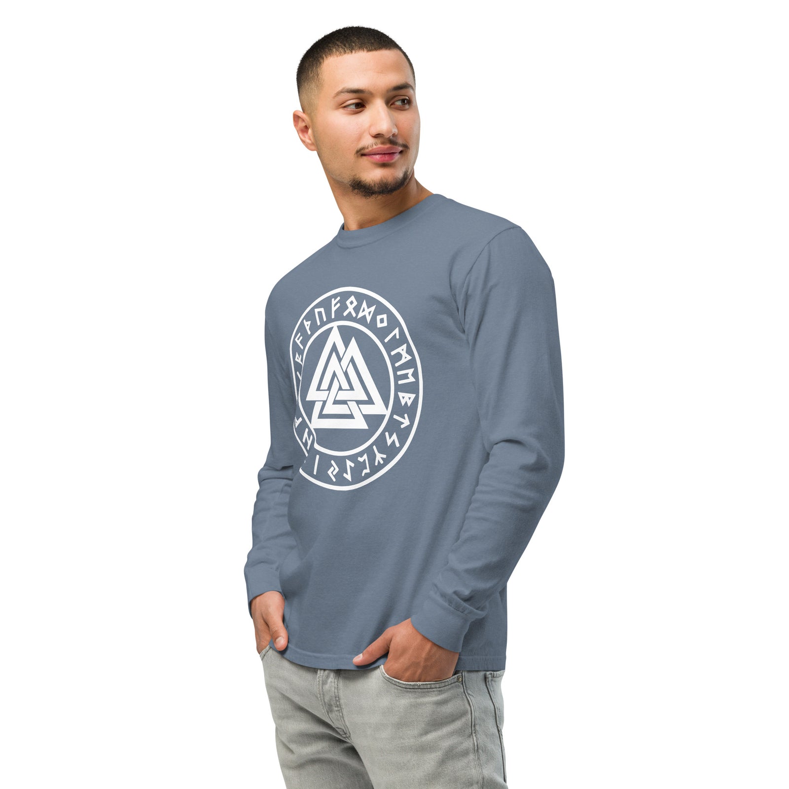 Valknut Garment-dyed heavyweight long-sleeve shirt