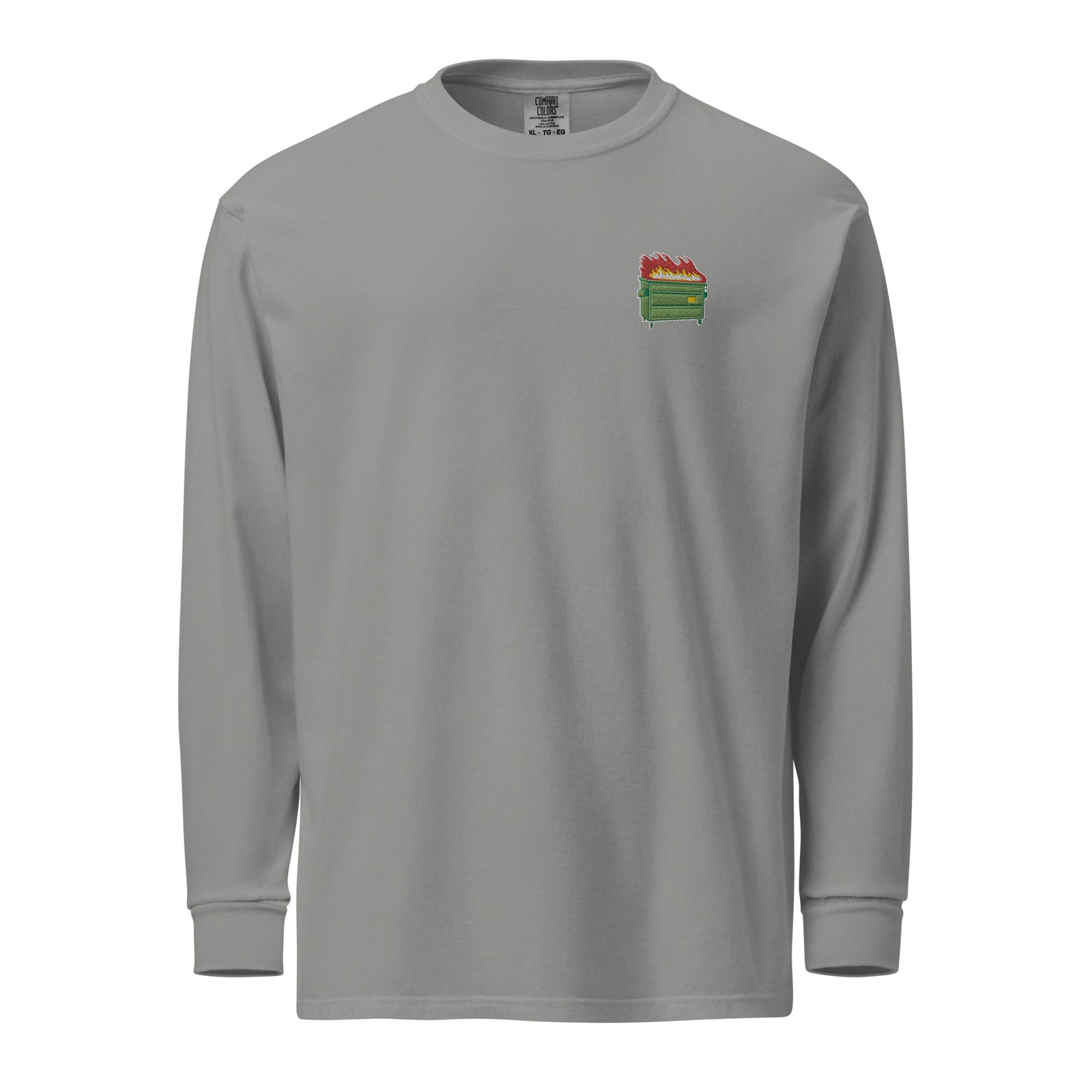 Dumpster Fire Garment-dyed Heavyweight Embroidered Long-sleeve Shirt
