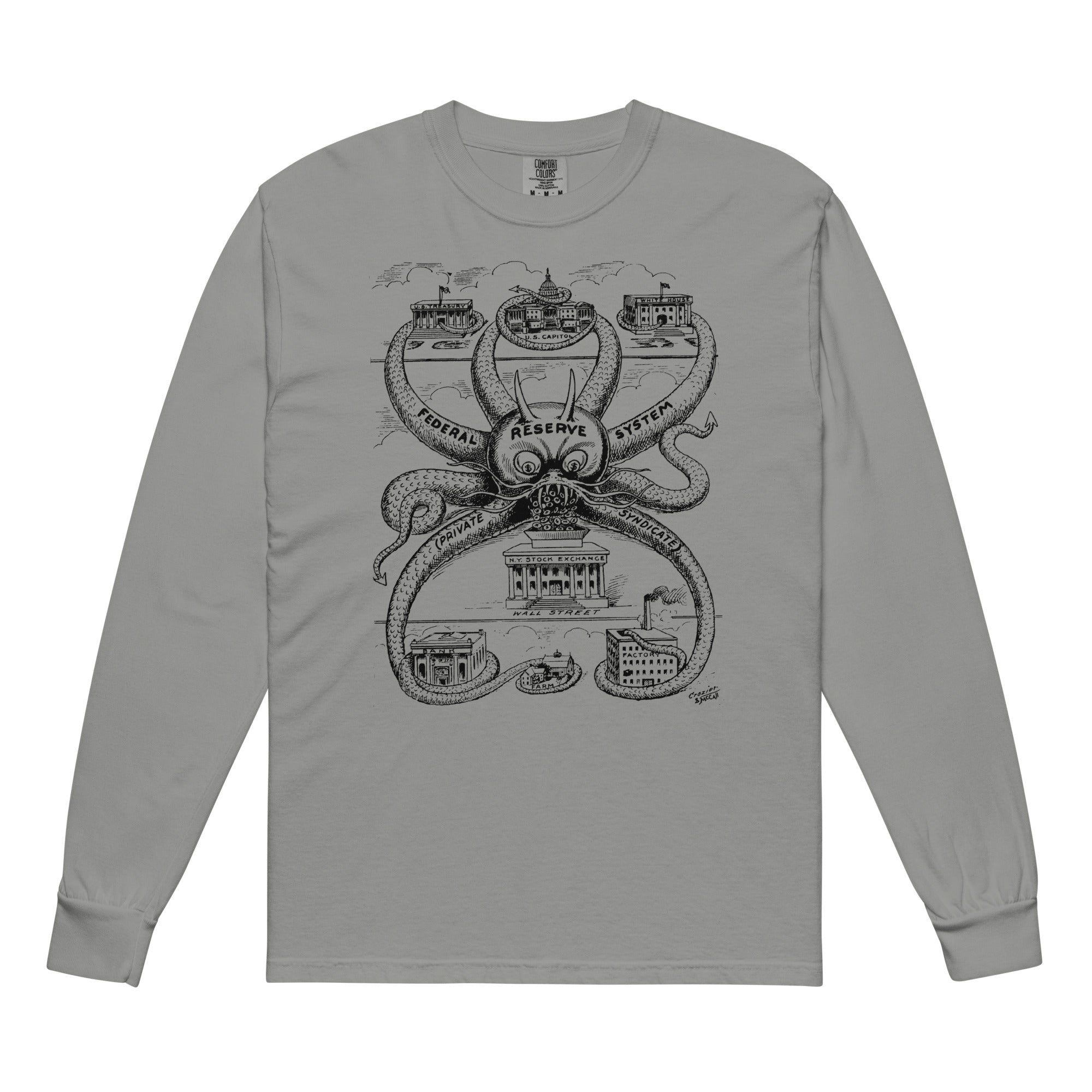 Federal Reserve Octopus Garment-dyed Heavyweight llong-sleeve Shirt