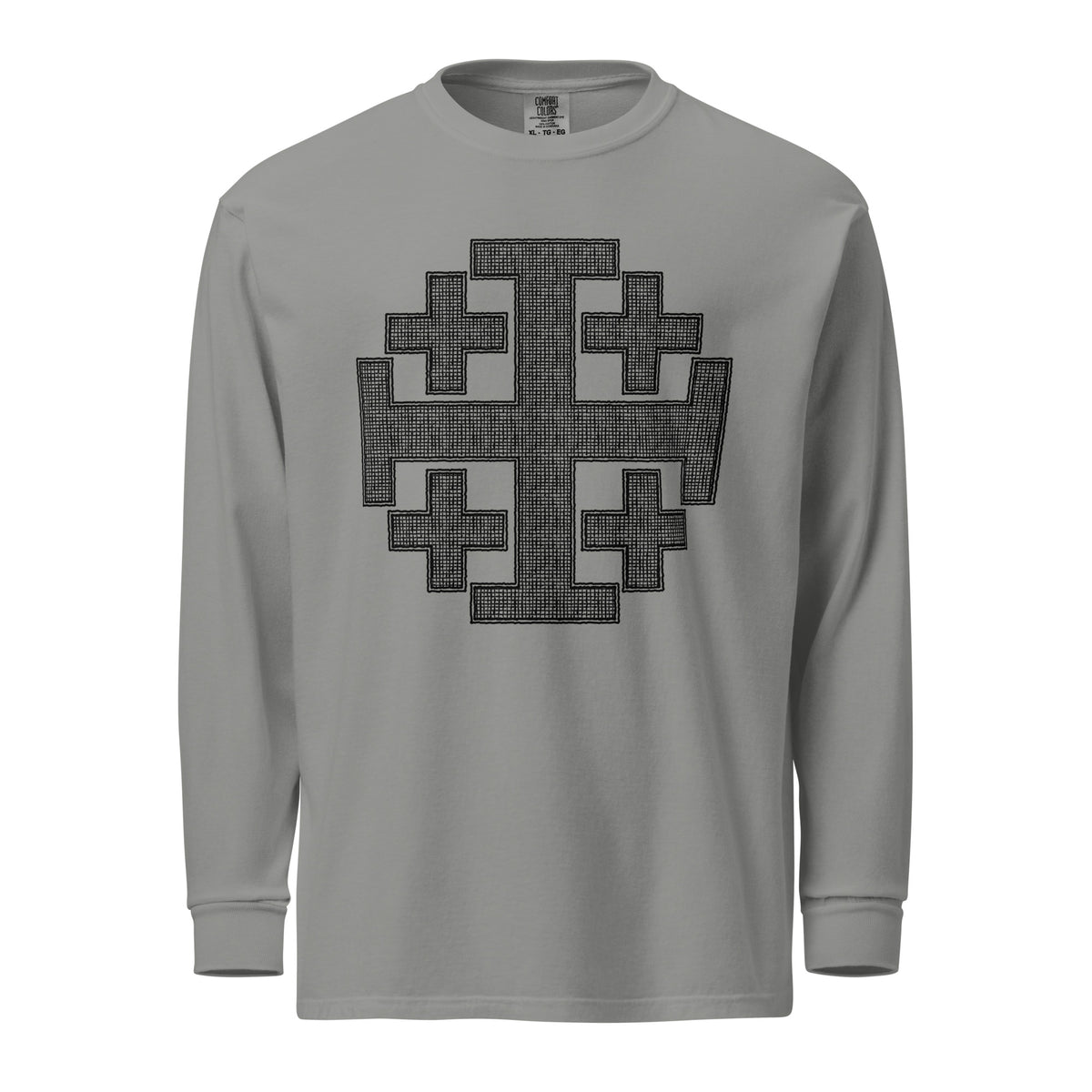 Grey Jerusalem Cross Garment-dyed Heavyweight Long-sleeve Shirt
