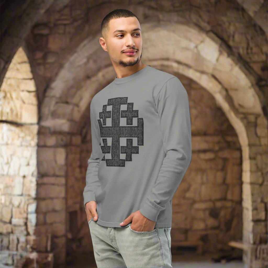 Jerusalem Cross Garment-dyed Heavyweight Long-sleeve Shirt