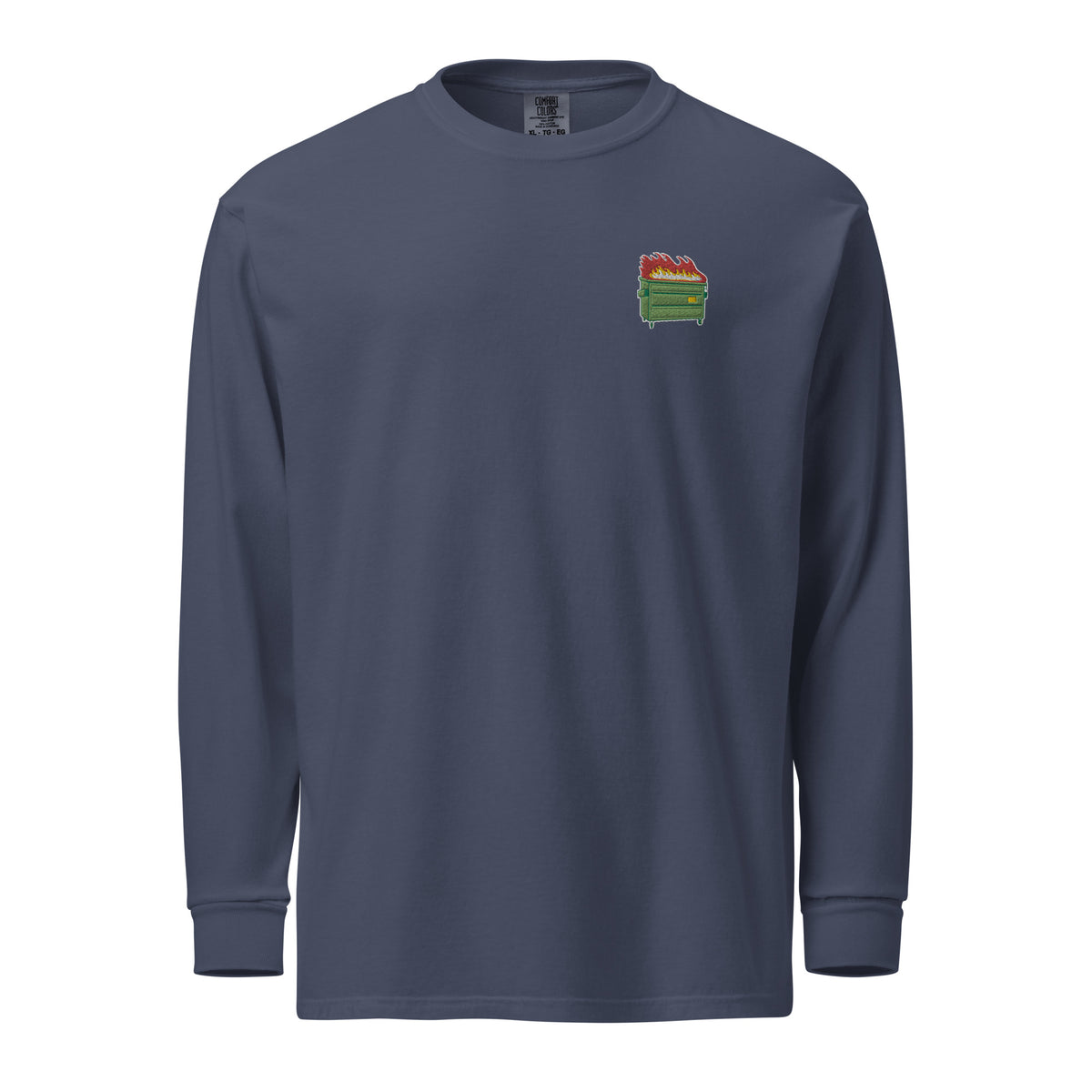 Dumpster Fire Garment-dyed Heavyweight Embroidered Long-sleeve Shirt
