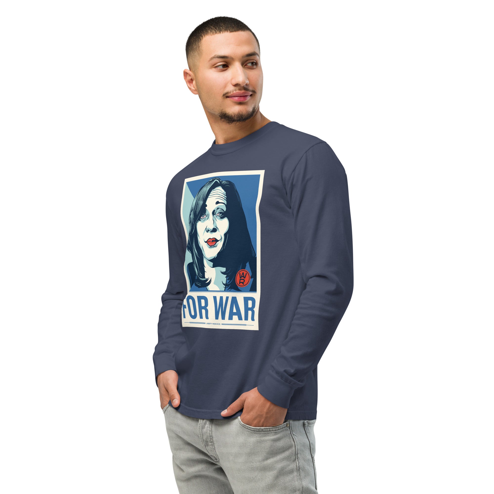 Kamala Harris For War Garment-dyed Heavyweight Long-sleeve Shirt