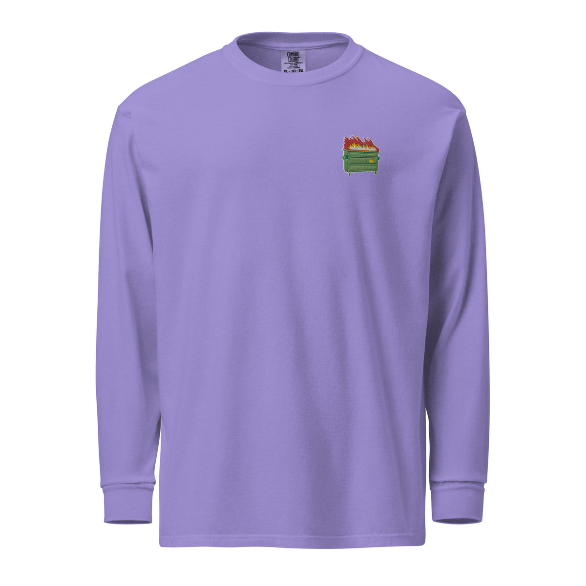Dumpster Fire Garment-dyed Heavyweight Embroidered Long-sleeve Shirt