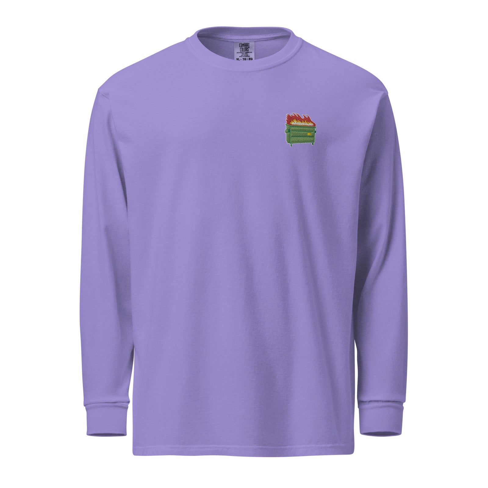 Dumpster Fire Garment-dyed Heavyweight Embroidered Long-sleeve Shirt