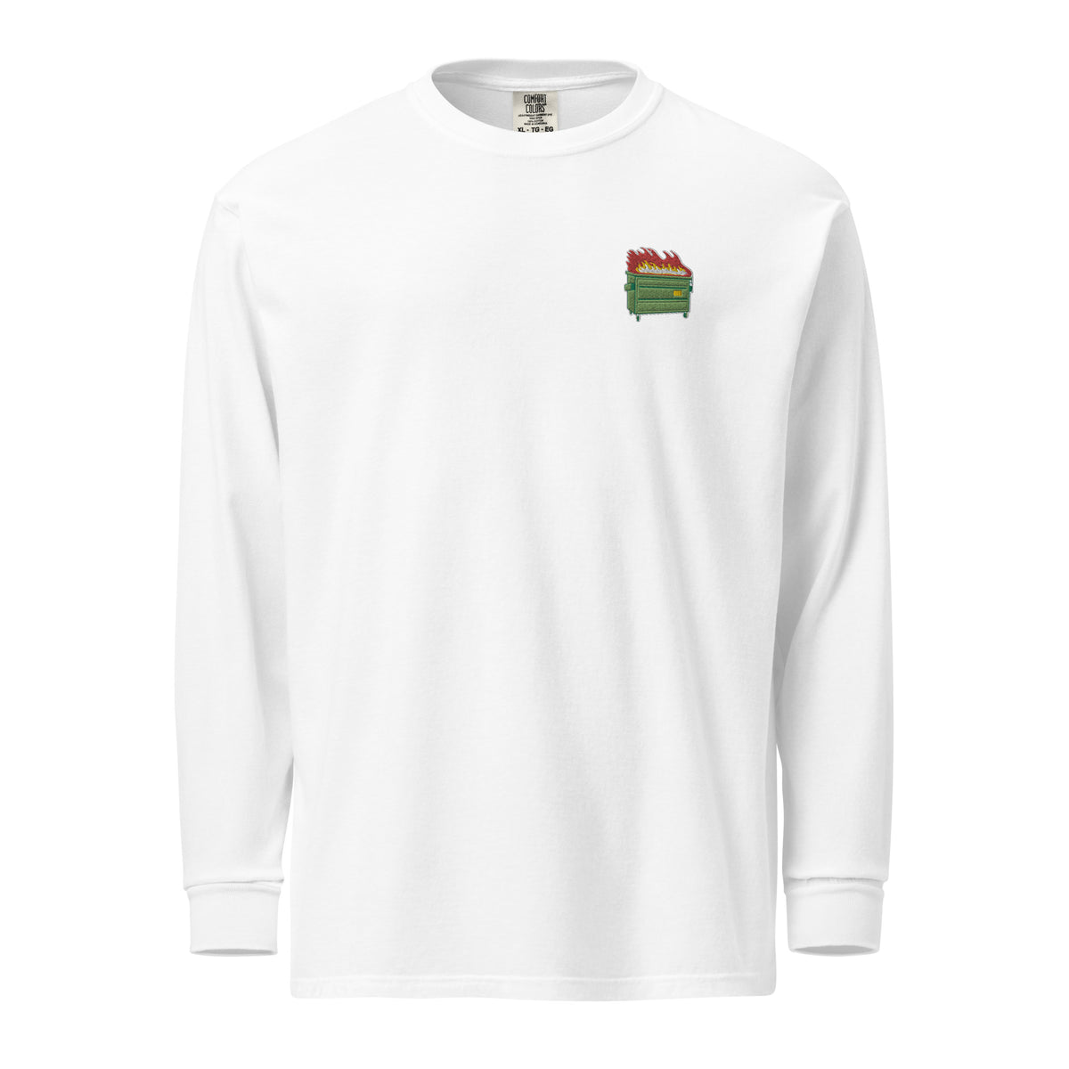 Dumpster Fire Garment-dyed Heavyweight Embroidered Long-sleeve Shirt