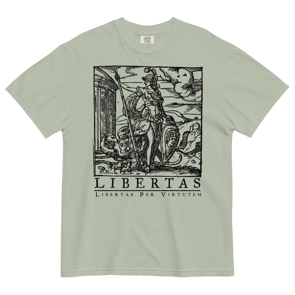 Libertas Freedom Through Virtue Garment-dyed Heavyweight Graphic T-shirt