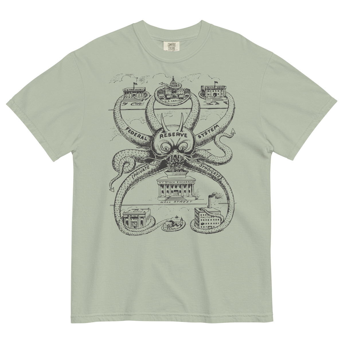 Federal Reserve Octopus Garment-dyed Heavyweight T-shirt